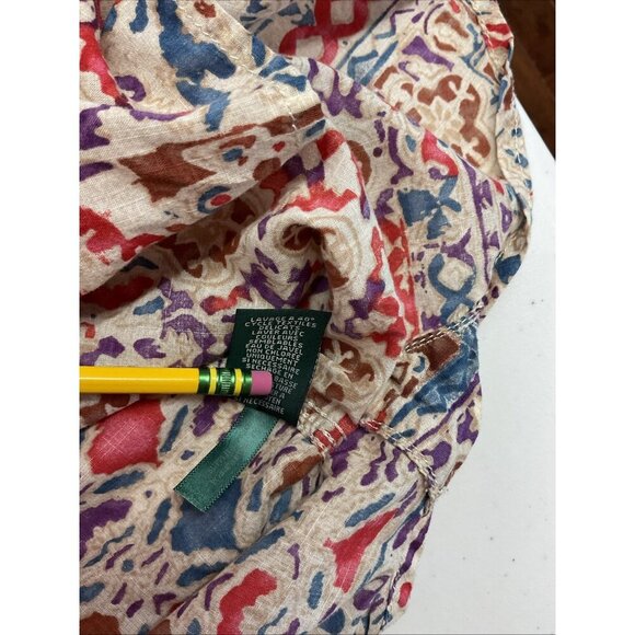 Lauren Ralph Lauren lightweight Western aztec Button Down roll‎ tab size 1X - Picture 8 of 16